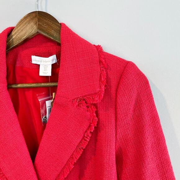 NEW House of Harlow Tweed One Button Blazer Watermelon Size Small - Picture 2 of 14